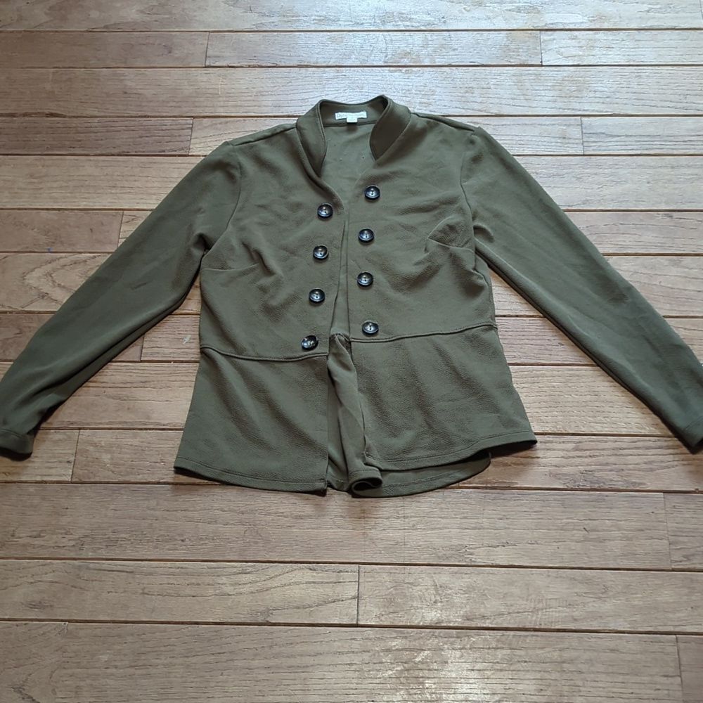 Juniors Ophelia Rosa Olive green open front jacket size small